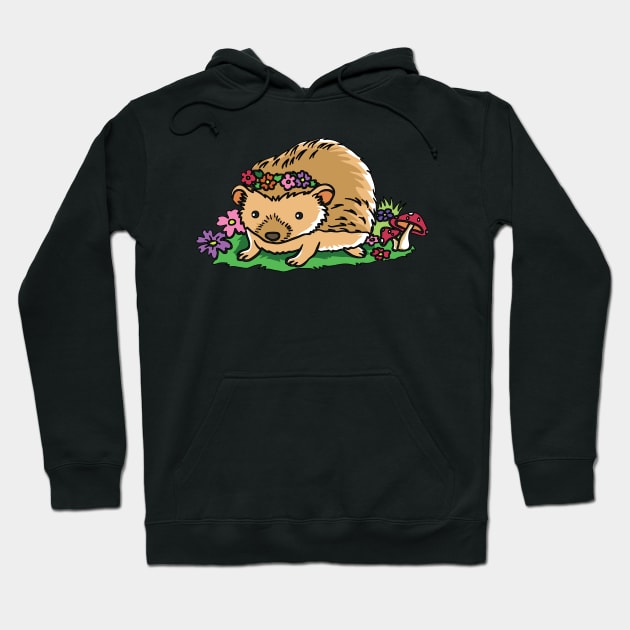 A cute hedgehog with flowers Hoodie by theanimaldude